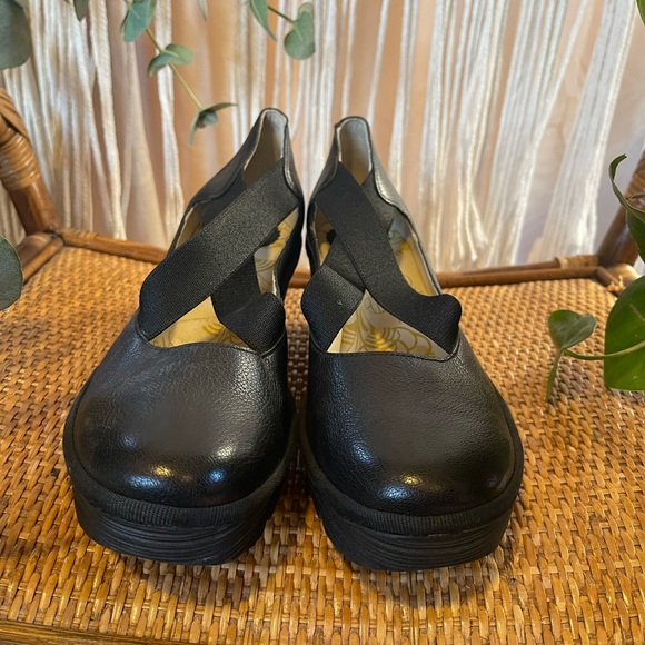 Fly London Black Wedge Shoes with Elastic Straps US size 10 Europe size 42 US 10 - Picture 4 of 16
